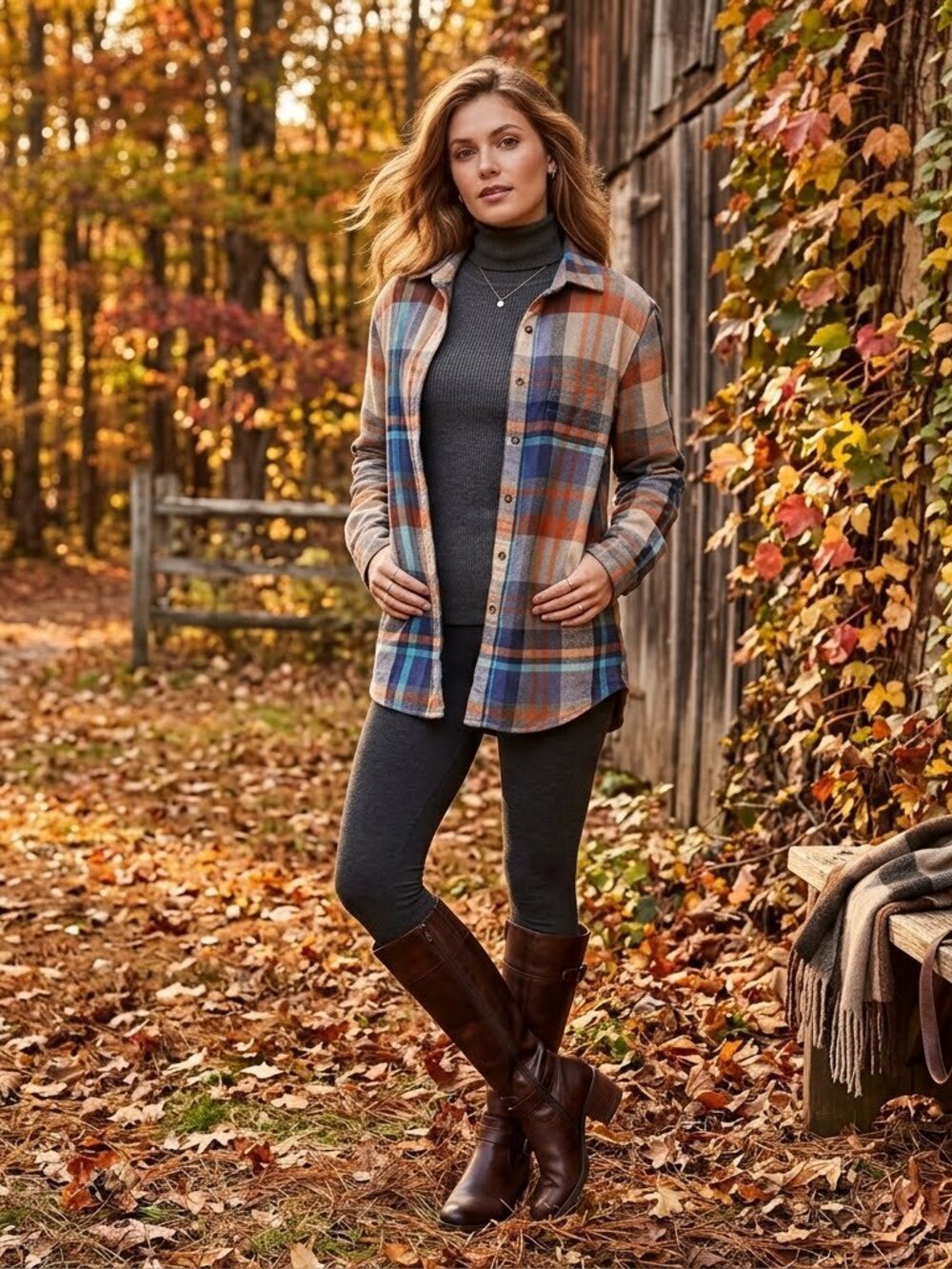 Pre-Loved Roots Fall Women's Size XS Blue and Orange Plaid Fleece Shirt.
